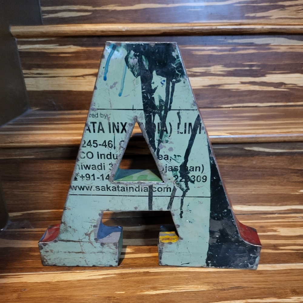 Metal Letter "A" Hand Made From Recycled Metal 13.25"x12.75"